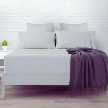 Imagem de Jogo de Cama 3 Peças de Algodão 600 Fios, 100% Algodão, Toque Macio, Hipoalergênico (Cinza, Queen)