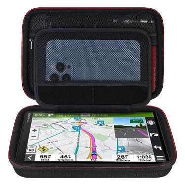 Imagem de Elonbo Capa de transporte GPS para Garmin DriveSmart 76/66/65/61 de 6 a 7 polegadas, DriveCam 76, Garmin RV 780/795/dezl OTR700/OTR610 Garmin Catalyst Sistema Navegador GPS, bolso serve para cabo USB