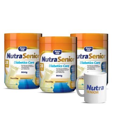 Imagem de kit 3 Nutra Senior Adulto 50 Diabetics Care 800g e Caneca Exclusiva - 