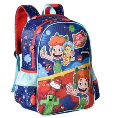 Imagem de Mochila Escolar Infantil de Costas Gato Galáctico com Capuz Dobrável A