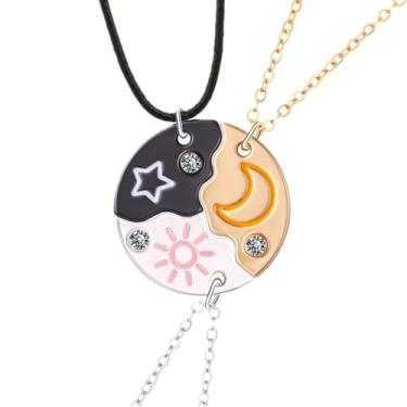 Imagem de BIIVSOV 3 colares, estrelas, lua, sol, melhores amigas, joias para 3 irmãs amizade BFF, Small, Liga de aço, Sem Pedra Preciosa