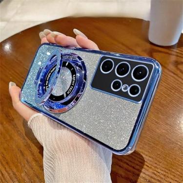 Imagem de Capa de celular com suporte magnético com glitter para Samsung Galaxy Note 20 S24 Ultra S23 S22 Plus S21 FE S20 S10 A53 A52 A54, azul, para Samsung A52