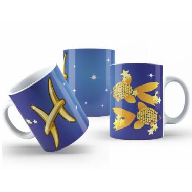 Imagem de Caneca de Cerâmica com Design Astrológico Dourado 325ml - Mecolour