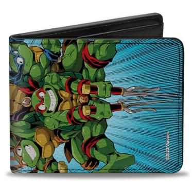 Imagem de Nickelodeon Carteira, Bifold, Tartarugas Ninja Power Group Pose Rays Blues, Couro Vegano, 4.0" x 3.5", Casual