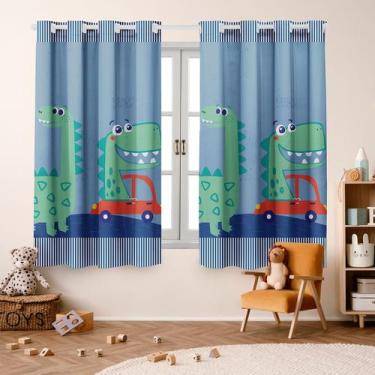 Imagem de Cortina Infantil Dinossauro Dino 2,00x1,50 Decoração, Quarto, Menina, 