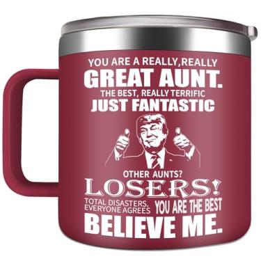 Imagem de Gifts for Aunt from Niece Nephew Funny Best Aunt Ever Gifts - Caneca de café de aço inoxidável de 396 g, presente de tia e tio, presente de dia das mães, Natal, presentes de aniversário para tia