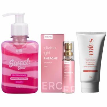 Imagem de Kit Skin Care Feminina Sweet Glow Beijavel Chiclete e Clareador Virilh
