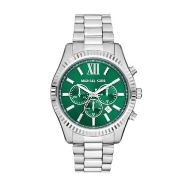 Imagem de Michael Kors Relógio masculino Lexington cronógrafo de aço inoxidável (modelo: MK9152), Prata