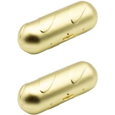 Imagem de Stephanie Imports Conjunto de 2 caixas de batom em forma de cápsula com espelho de vidro, Onda dourada