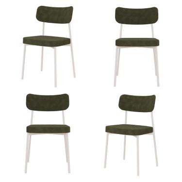 Imagem de Kit com 4 Cadeiras para Sala de Jantar Mona Yescasa Verde Alga/Branco