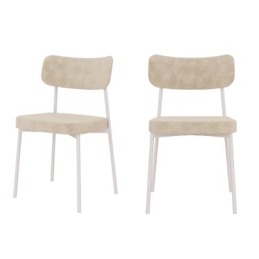 Imagem de Kit com 2 Cadeiras para Sala de Jantar Mona Yescasa Vanilla/Branco