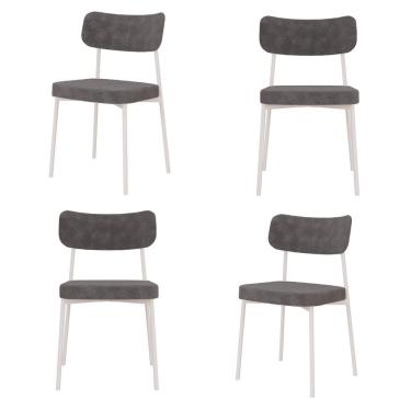 Imagem de Kit com 4 Cadeiras para Sala de Jantar Mona Yescasa Boucle Nuvem/Branco