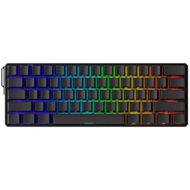 Imagem de MONSGEEK Teclado para jogos FUN60 Ultra Rapid Trigger 8K SP Interruptor magnético HE Teclado de alumínio multimodos Preto Shine-Through (interruptor magnético brilhante)