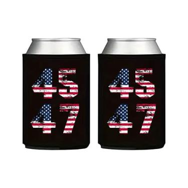Imagem de HYPEHOME 2024 Trump 12-16 Oz Garrafas Isoladas Bebidas Cerveja Lata Mangas Antiderrapantes Trump 45 47 Can Coolers Mangas Isoladoras Conjunto De 2 (Preto-2, Tamanho Único)