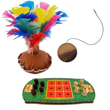 Imagem de Brincadeiras Tradicionais - Ioio De Madeira + Peteca + Jogo Da Velha