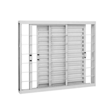 Imagem de Janela Veneziana Grade Quadriculada em Aço 100 x 150 x 11,3 cm 3 Folha