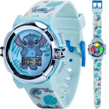 Imagem de Accutime Relógio de pulso infantil Disney Lilo e Stitch Blue Digital LCD Quartzo Infantil para Meninos, Meninas, Crianças com Tira Gráfica Multicolorida (Modelo: LAS4019AZ), Azul, Relógio de pulso digital