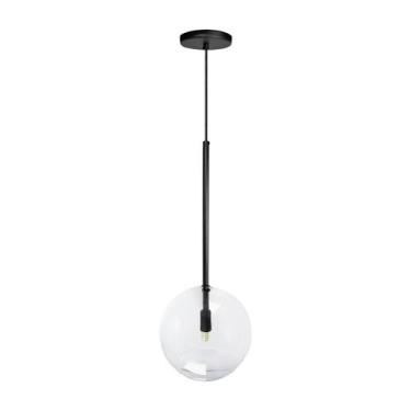 Imagem de Luminária Pendente Lux Preto Globo Vidro Cristal 20Cm + Led - Iluminar