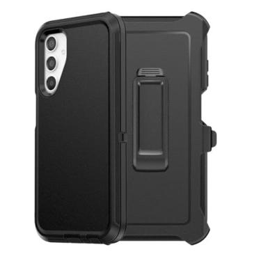 Imagem de Capa para Samsung Galaxy S24 FE 5G, capa protetora para celular com coldre de clipe de cinto, grau militar 3 em 1, resistente, à prova de choque, à prova de quedas, à prova de poeira, capa robusta