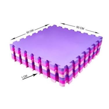 Imagem de Kit 16 Placas Tatame 50x50x1cm Tapete Eva Infantil Menina - Rosa Bebê,