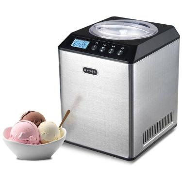 Imagem de Sorveteira 2 Litros Vertical em Aço Inoxidável Temporizador Sonoro, WHYNTER ICM 201SB, Cinza escuro