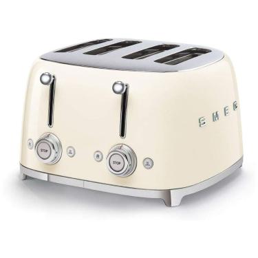 Imagem de Smeg TSF03 Torradeira Elétrica de 4 Fatias, Aço Inoxidável, 1800W, 110V, Branca