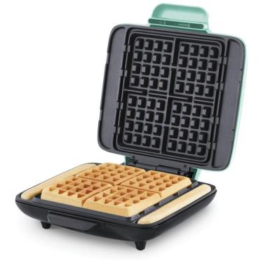 Imagem de Máquina de Waffles Antiaderentes 4 Fatias Água, 110v, DASH DNMWM400AQ, Verde Claro