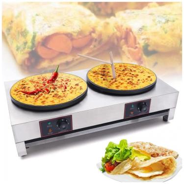 Imagem de Máquina de Crepe Elétrica Chapa Dupla antiaderente de Aço inoxidável, 110v, YIYIBYUS, Prateado