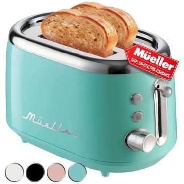 Imagem de Torradeira Elétrica Retrô 2 Fatias com 7 Níveis de Tostagem em Aço Inoxidável, 110V, Mueller, Azul