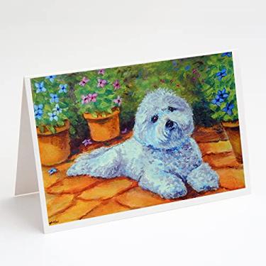 Imagem de Caroline's Treasures 7346GCA7P Bichon Frise on The Patio Cartões de felicitações e Envelopes Pacote com 8, 7 x 5, multicolorido