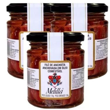 Imagem de Kit 03 Un Filé De Anchova Melilla 170g Aliche P/ Pizza