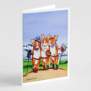 Imagem de Caroline's Treasures 7283GCA7P Cartões de felicitações e envelopes Cowboy Corgi, pacote com 8, 7 x 5, multicolorido