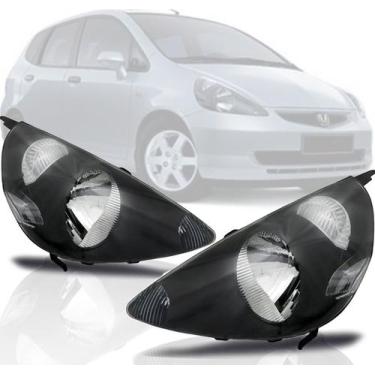 Imagem de Farol Honda Fit 2003 2004 2005 2006 2007 2008 Máscara Negra - Sbc Peça
