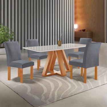 Imagem de Conjunto Mesa Tampo Smart Plus Vidro Kyra 120cmx90cm 4 Cadeir