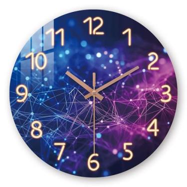 Imagem de Tomopetime Relógio de parede azul para sala de estar - Relógios de parede modernos operados por bateria - Relógios de parede redondos de 35 cm silenciosos sem tique-taque para cozinha, banheiro,