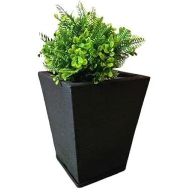 Imagem de Vaso De Planta Coluna Quadrada Com Prato Pp (preto)