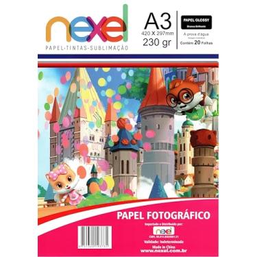 Imagem de Papel Fotográfico (Nexel) A3 Glossy 230gr Jato de tinta- Pacote com 20 folhas