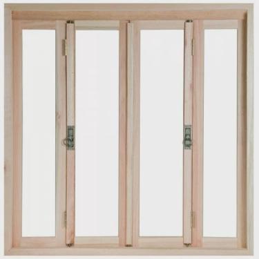 Imagem de Janela de Madeira Pantográfica 120x120cm Com Caixilho 9,4cm ewk 386 Rondosul