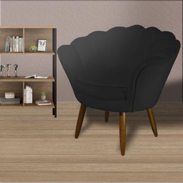 Imagem de Poltrona Decorativa Estofada Para Sala de Estar Pétala Suede Preto - dl decor