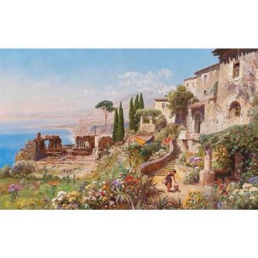 Imagem de Vista de Taormina (1920) de Alois Arnegger, 75 x 120 cm, Tela Canvas Para Quadro