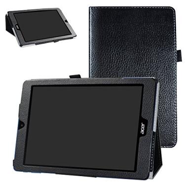 Imagem de Bige Capa para Acer Chromebook Tab 10, capa de couro sintético com 2 dobras, suporte para tablet Acer Chromebook Tab 10 9,7 polegadas, preta