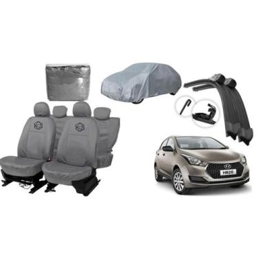 Imagem de Kit capa couro cinza HB20 com cobertura automotiva - iron tech