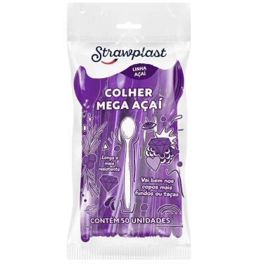 Imagem de Colher Longa Roxa c/50 - Strawplast