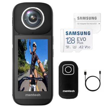 Imagem de Câmera de Ação Mentech Panox V3 Max Core 360° com Cartão MicroSD 128GB + Adaptador, Vídeo 5.7K 30FPS, Tela Touch 3", Sensor 1/2", GPS Integrado, Fotos 12K Ultra HD, Estabilização Avançada