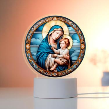 Imagem de Luminária colorida Led UV - Maria com Jesus no colo, Religiosos