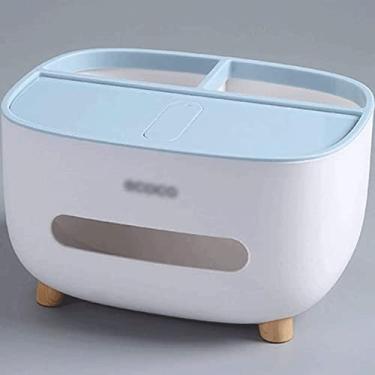 Imagem de Porta-lápis de mesa, multifuncional, porta-lápis, 2 em 1, caixa de lenços de armazenamento, resistente a quedas e espessamento (azul)