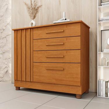 Imagem de Cômoda Guarani 1 Porta 4 Gavetas Ripado 31299 Cinamomo - Tcil Móveis