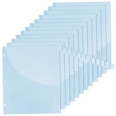 Imagem de Divisórias de fichário com bolsos divisórias de bolso azul PP A4 com 12 abas divisórias translúcidas inseríveis para fichário de 3 anéis para trabalho escolar, fichário de projetos de escritório com