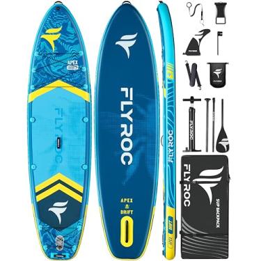 Imagem de Flyroc Prancha De Stand Up Paddle Inflável Extra Larga 11'6X35'', Capacidade Para 450 Lb, Adultos (X3), Sup Estável, Todos Os Níveis Habilidade, 3 Alças, Mochila 100 L, Remos, Bolsa Seca 5 L