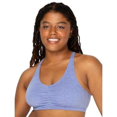 Imagem de Fruit of The Loom Sutiã esportivo feminino franzido frontal com costas nadador e vários pacotes, Cinza mesclado/branco/azul, 44